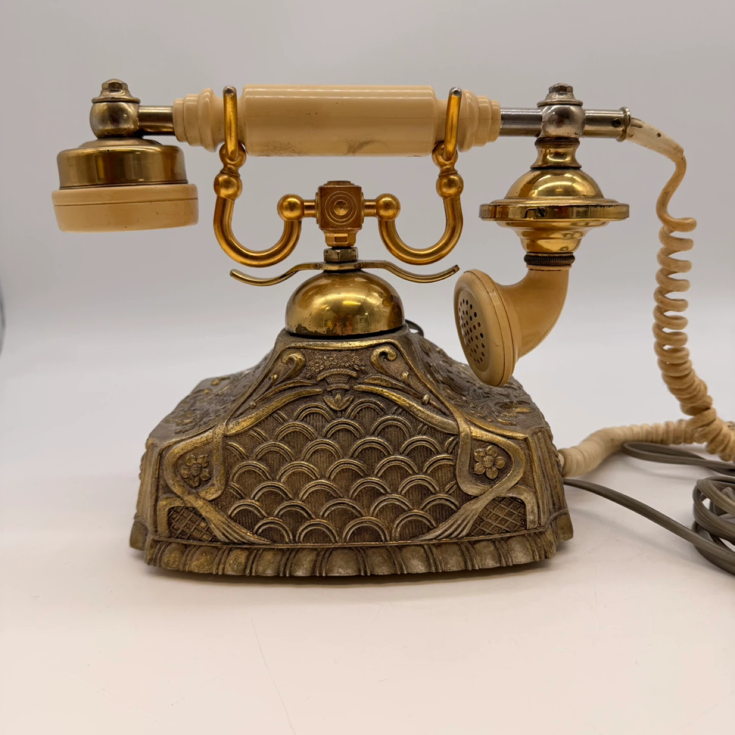 Antique Gold Tone Rotary Dial Telephone - photo 4