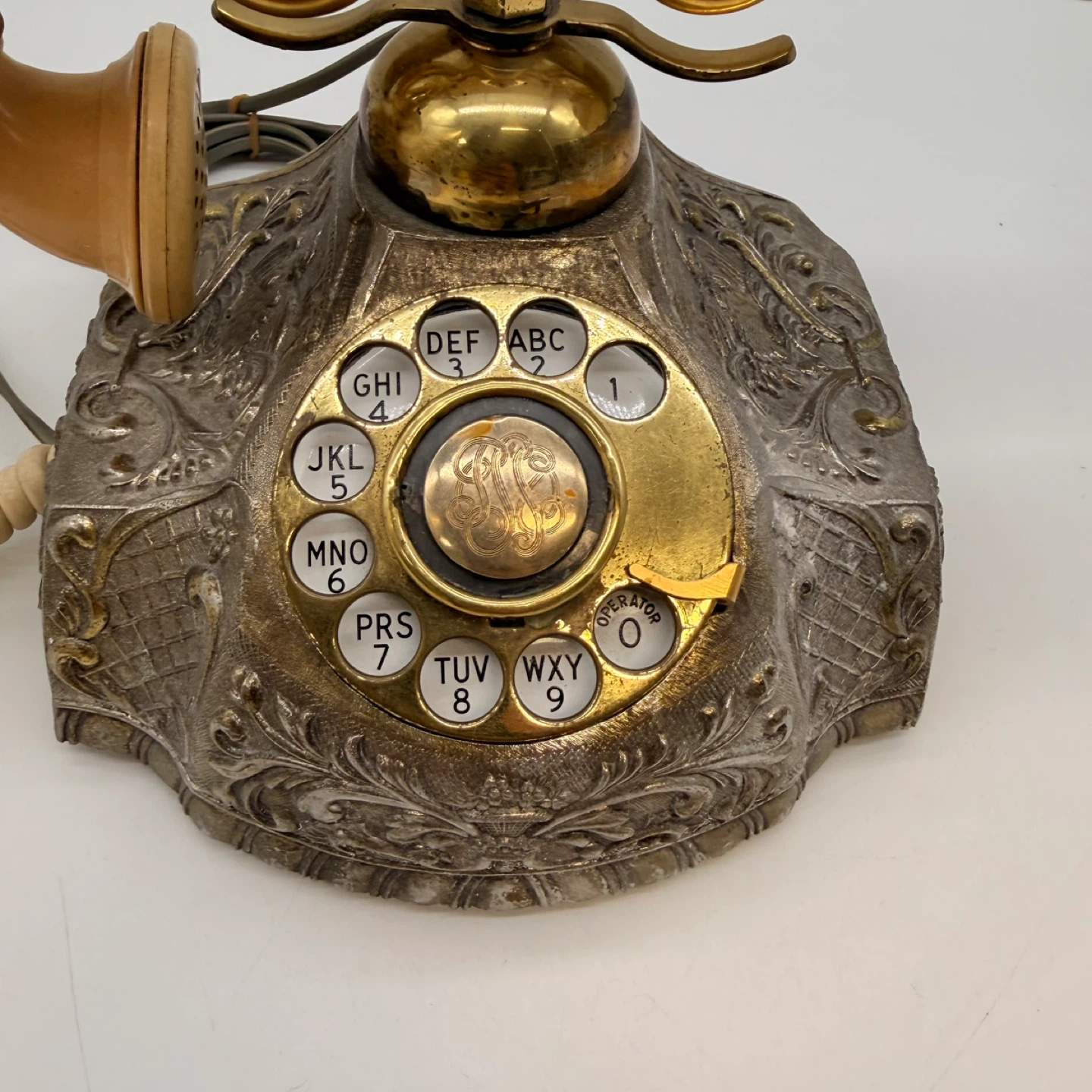 Antique Gold Tone Rotary Dial Telephone - photo 2