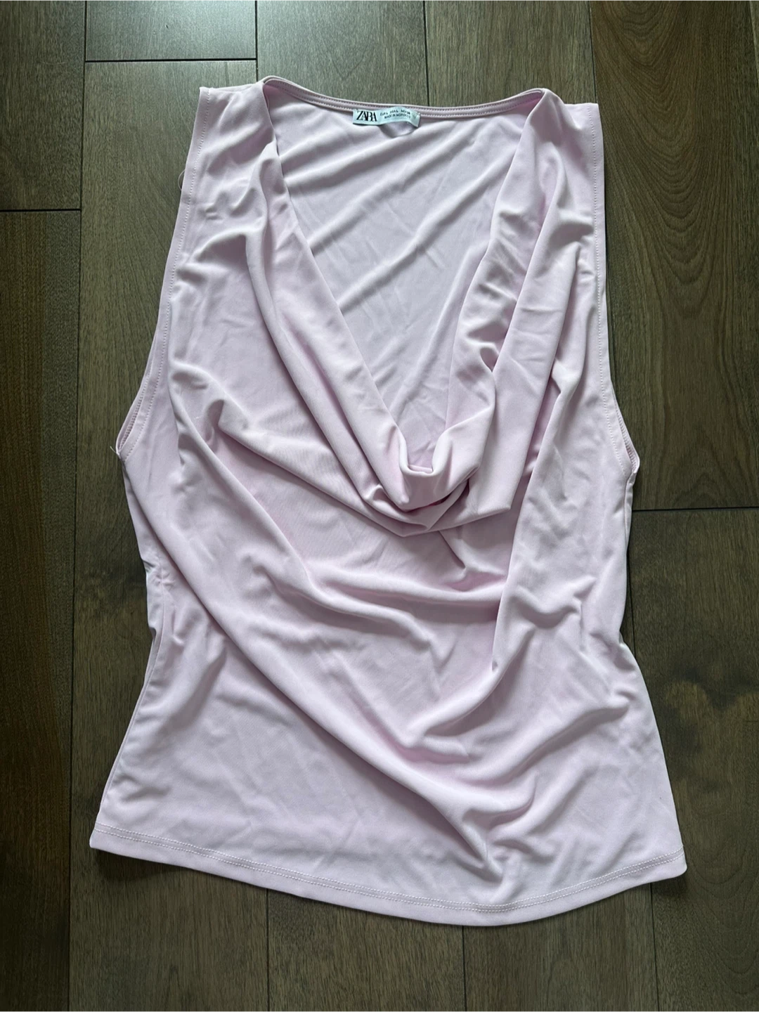 ZARA Pink Cowl Neck Sleeveless Top