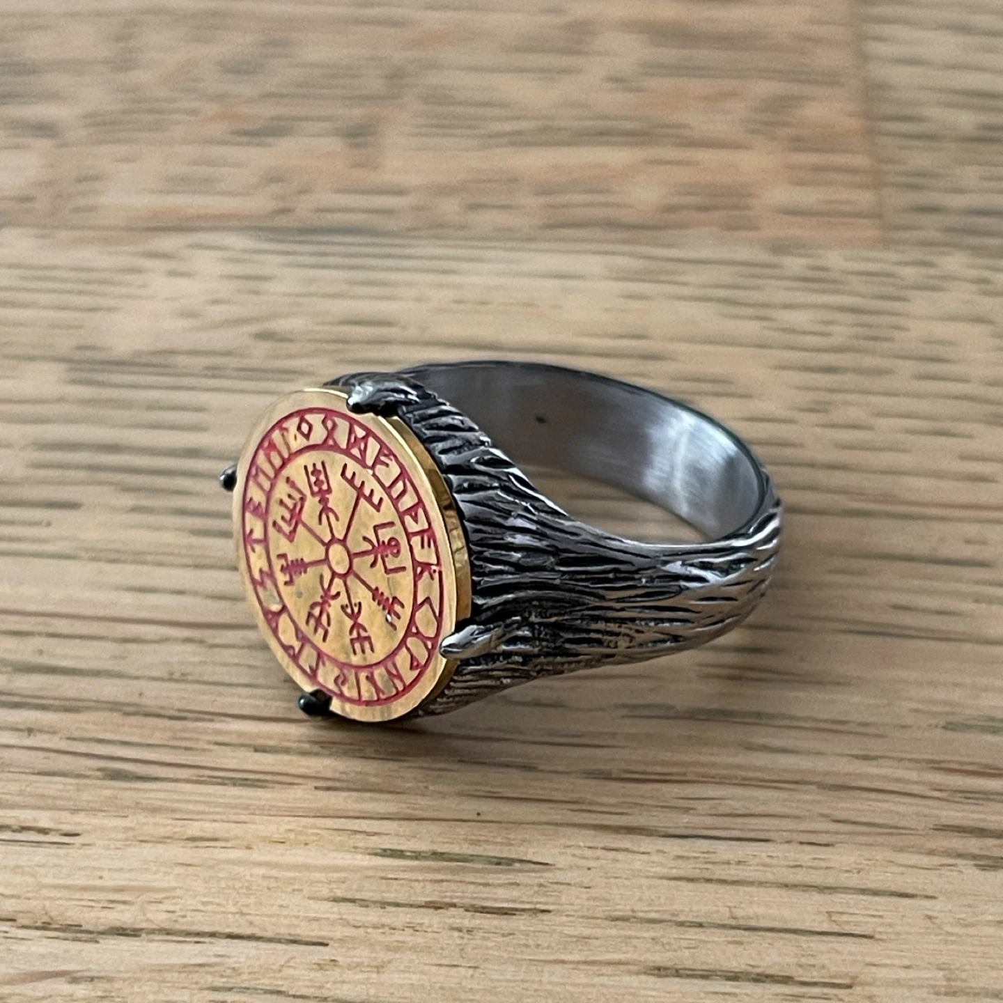 Norse Vegvisir & runes stainless steel ring (size 11) - photo 2