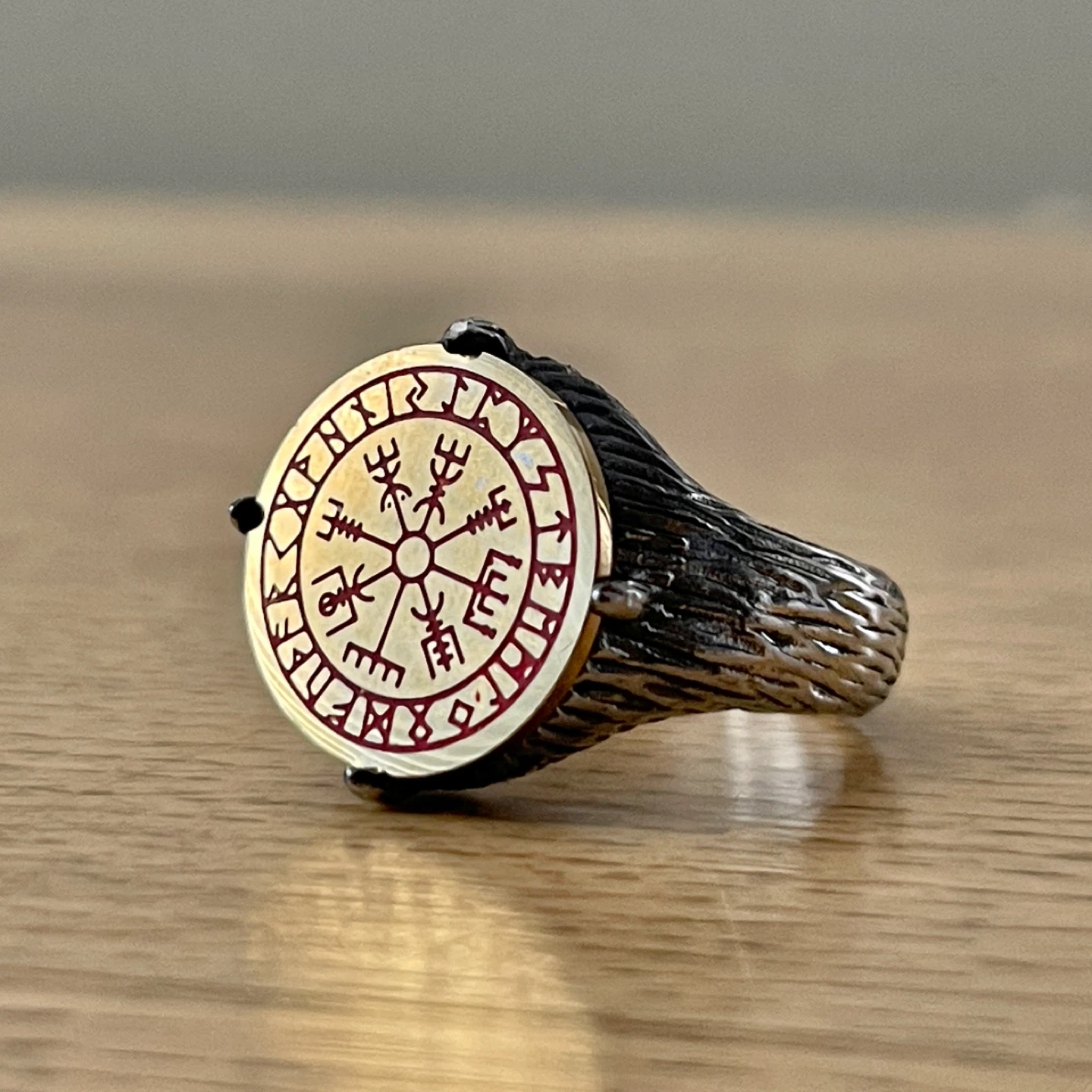 Norse Vegvisir & runes stainless steel ring (size 11)