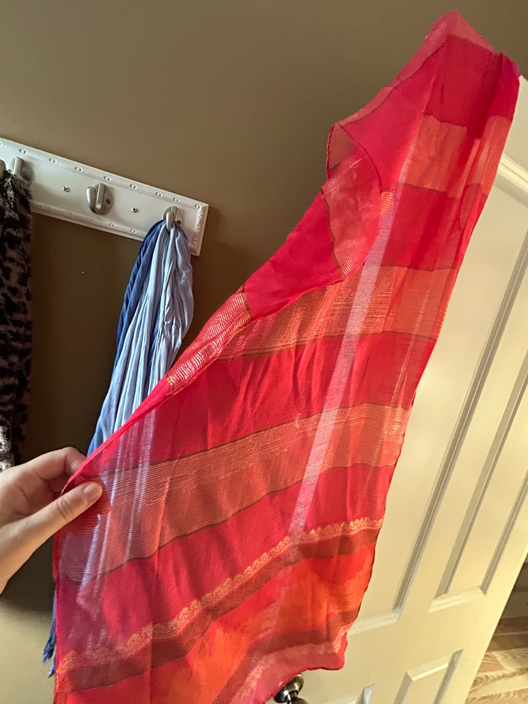Red Striped Lightweight Scarf