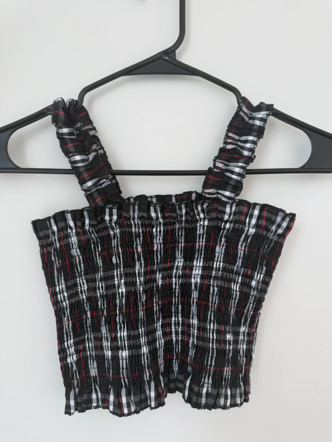 Girls' Plaid Smocked Crop Top