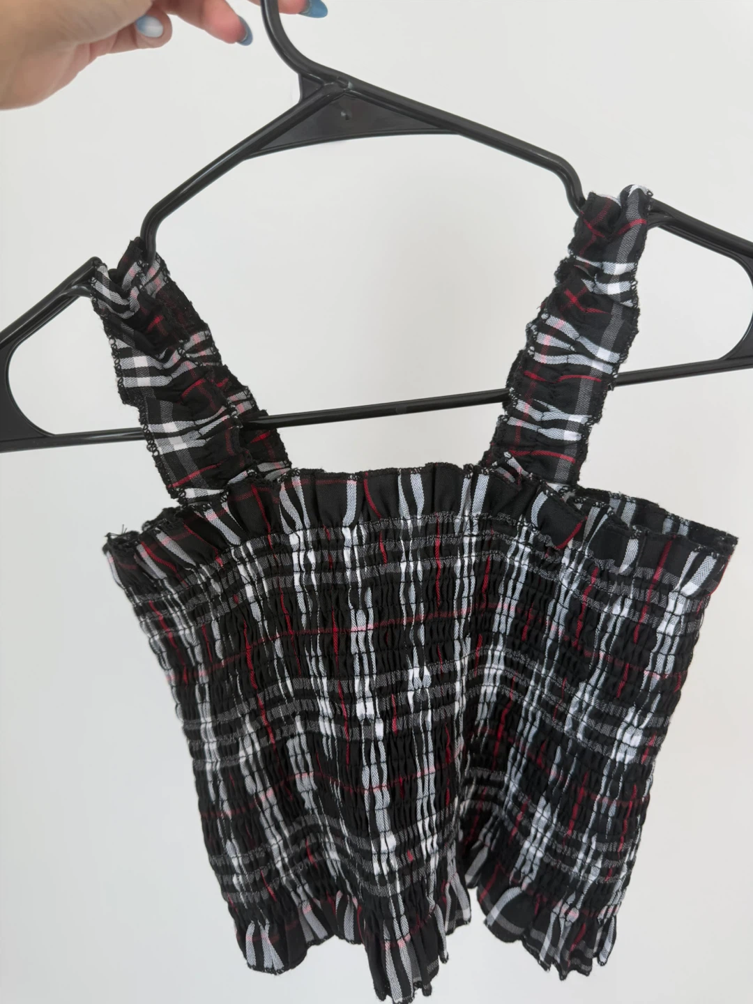 Girls' Plaid Smocked Crop Top - photo 2