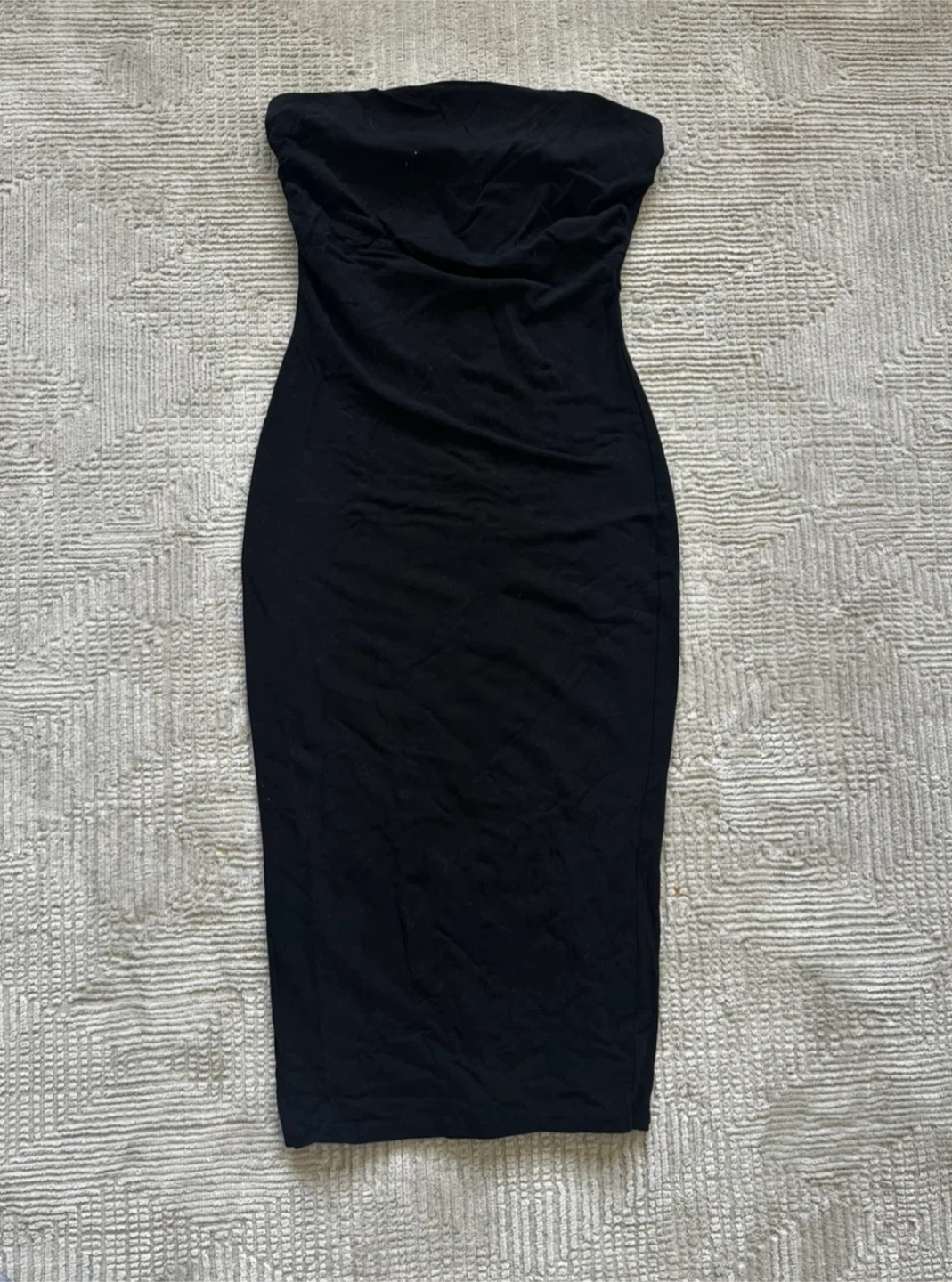 Fashion Nova Black Strapless Midi Dress