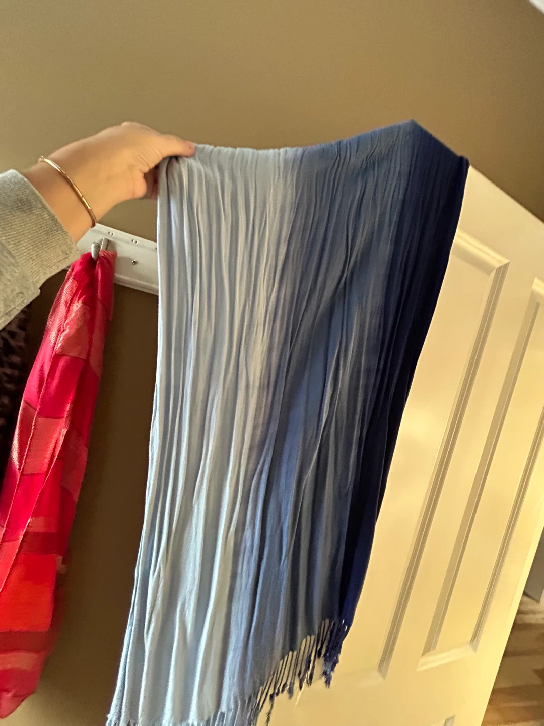 Ombre Blue Scarf with Fringe