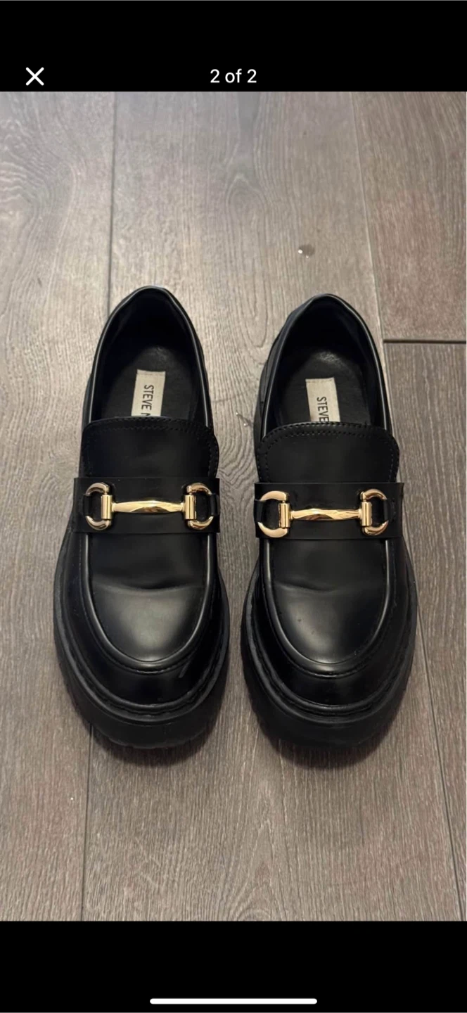 Steve Madden-Black Loafers-Gold Accents-Size:38 - photo 2