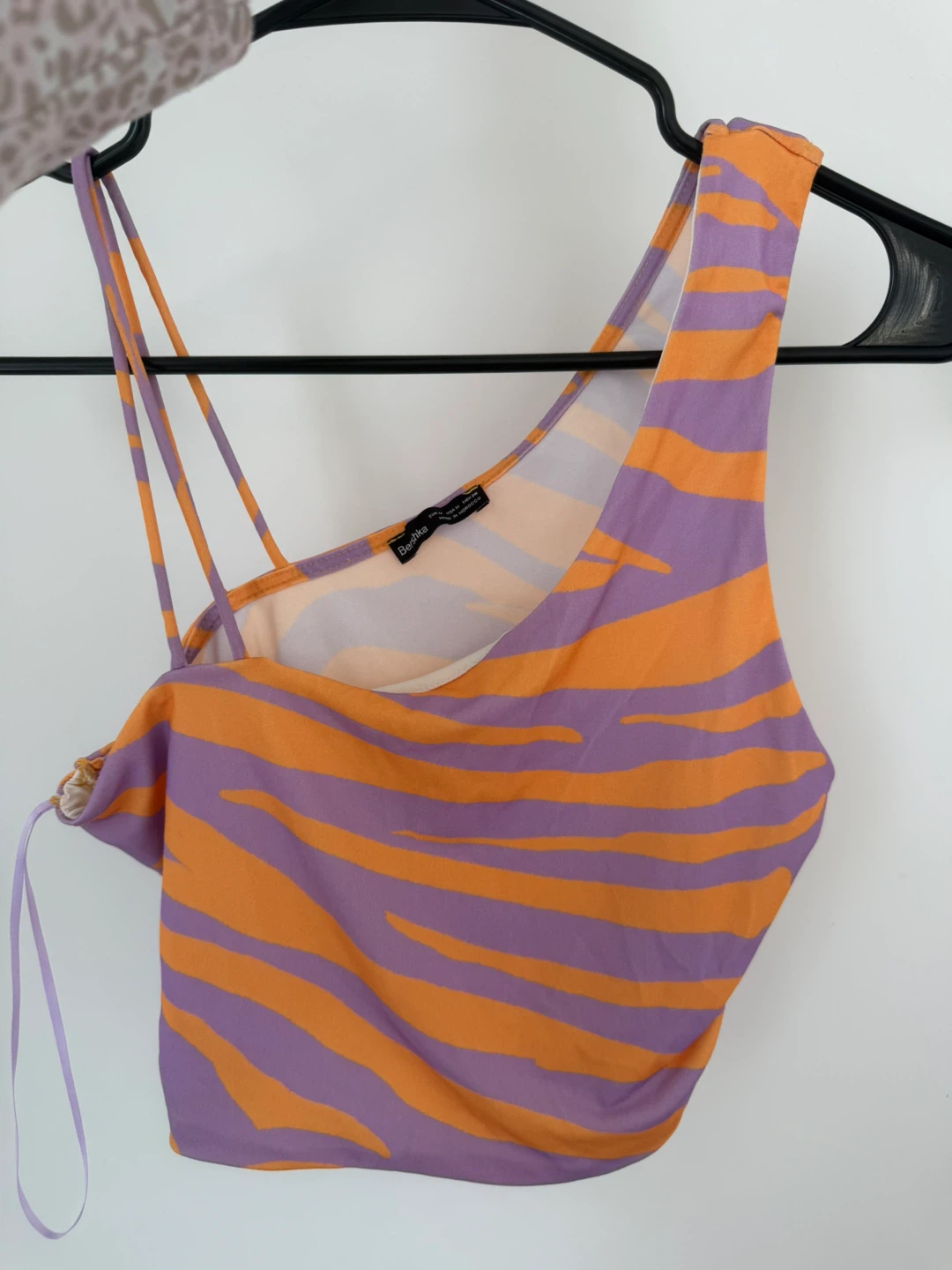 Bershka Orange and Purple Zebra Print Top - Size M