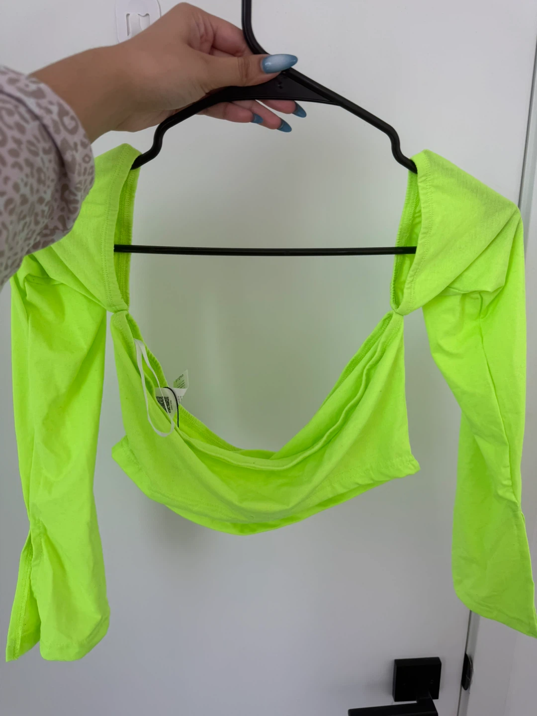 Neon Green Cut-Out Long Sleeve Crop Top - photo 3