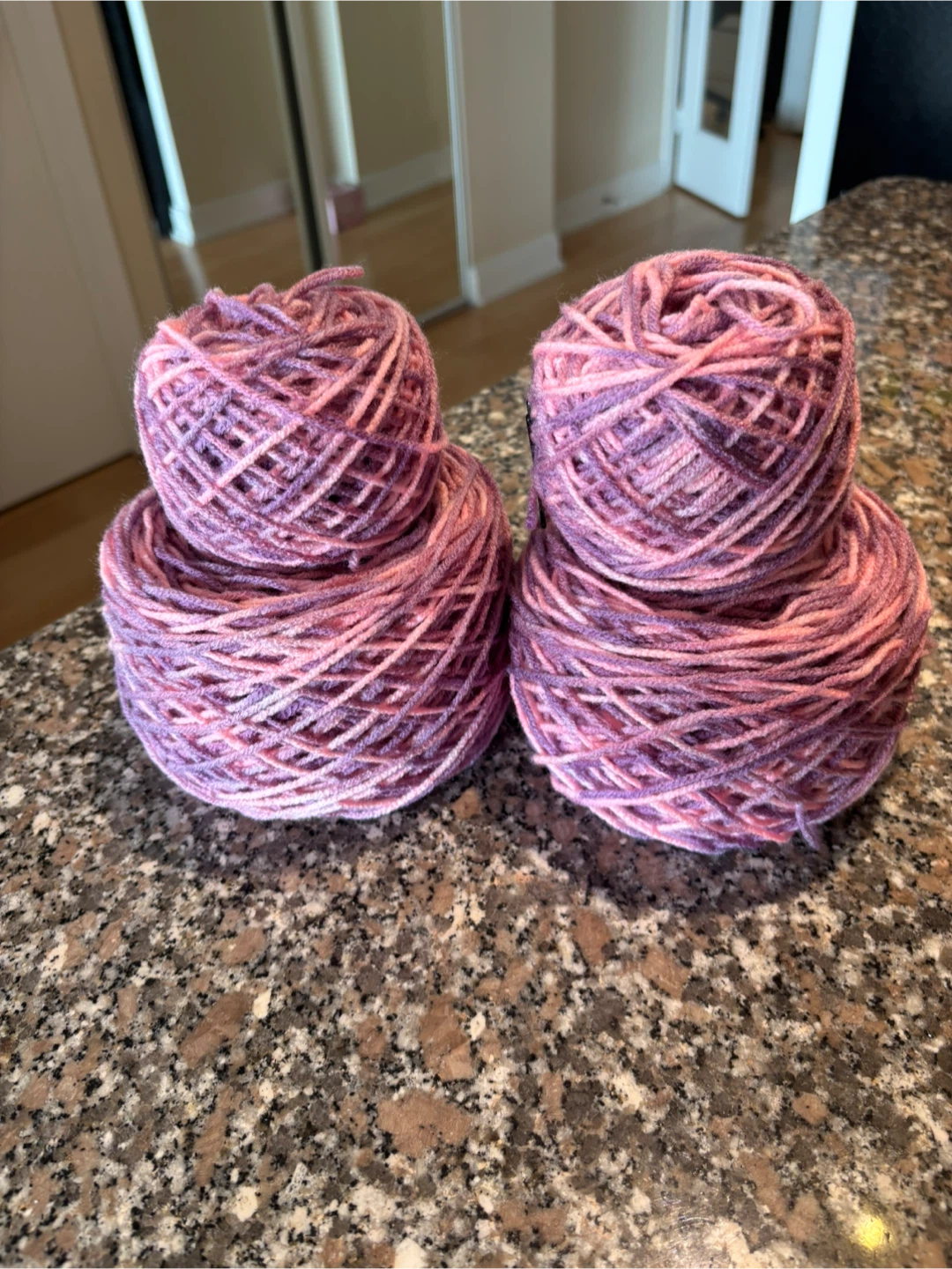 Vareigated pink and purple yarn