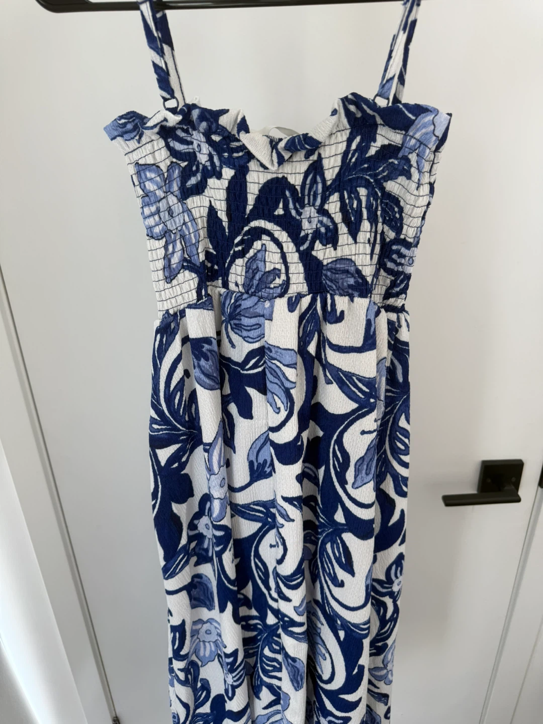 H&M Blue Floral Smocked Midi Dress - Size S - photo 3