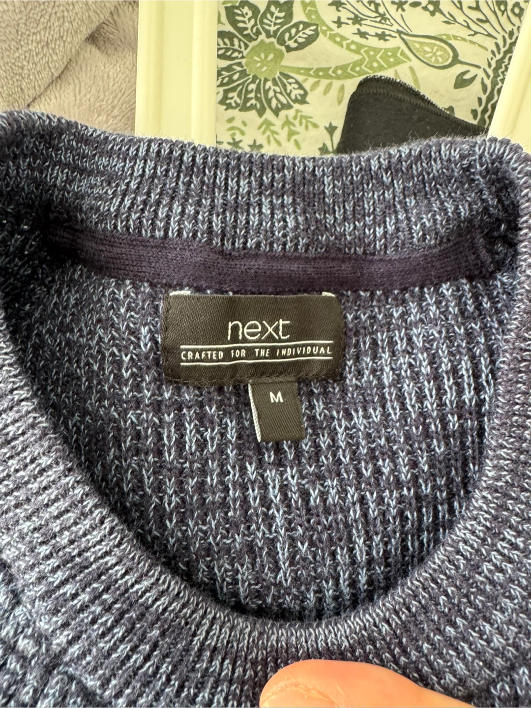 Next Blue Marled Knit Crewneck Sweater - Size M - photo 3