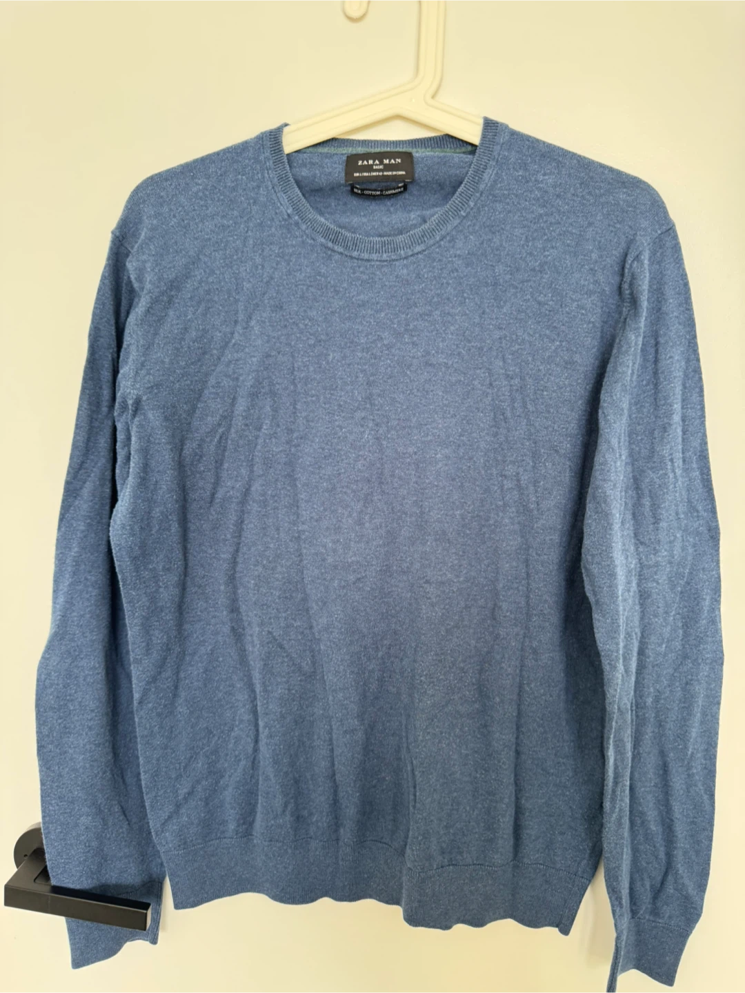 ZARA MAN Basic Blue Silk Cotton Cashmere Sweater - Size L