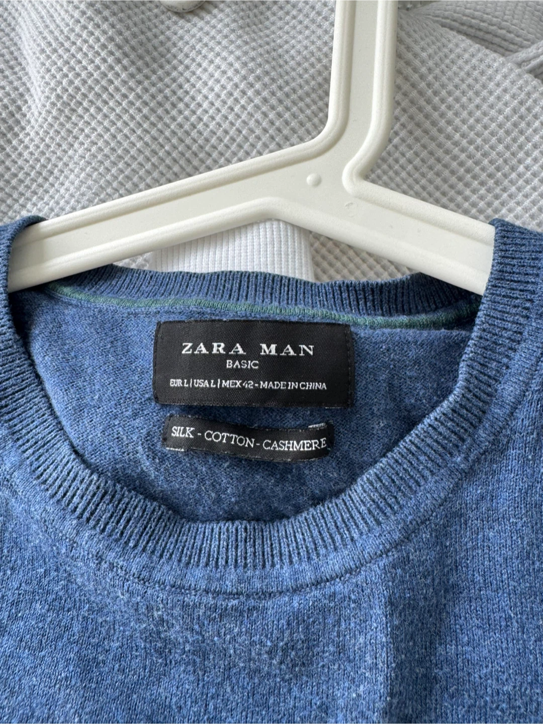 ZARA MAN Basic Blue Silk Cotton Cashmere Sweater - Size L - photo 3