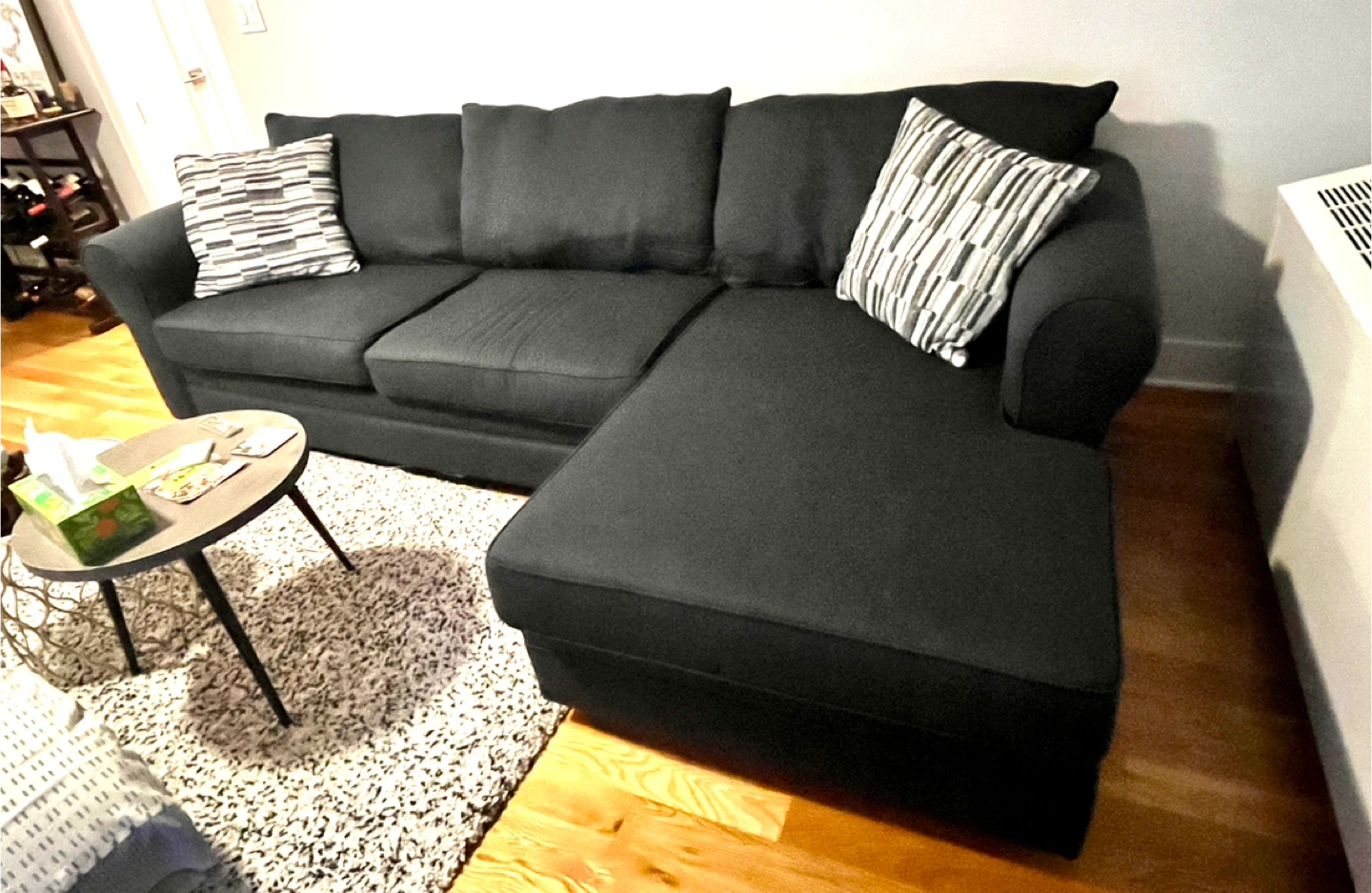 Navy Blue Chaise Lounge Sofa - photo 3