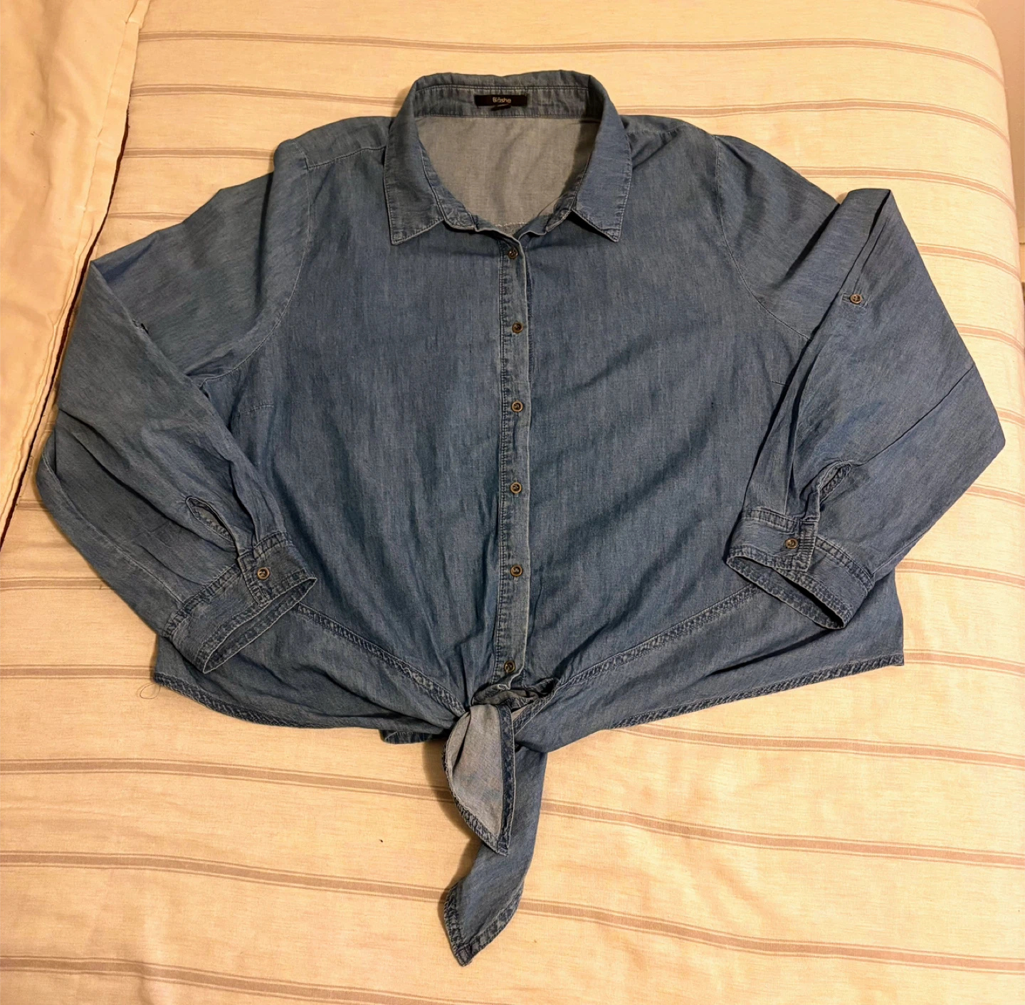 Blashe Denim Tie Front Shirt - 3XL - photo 2
