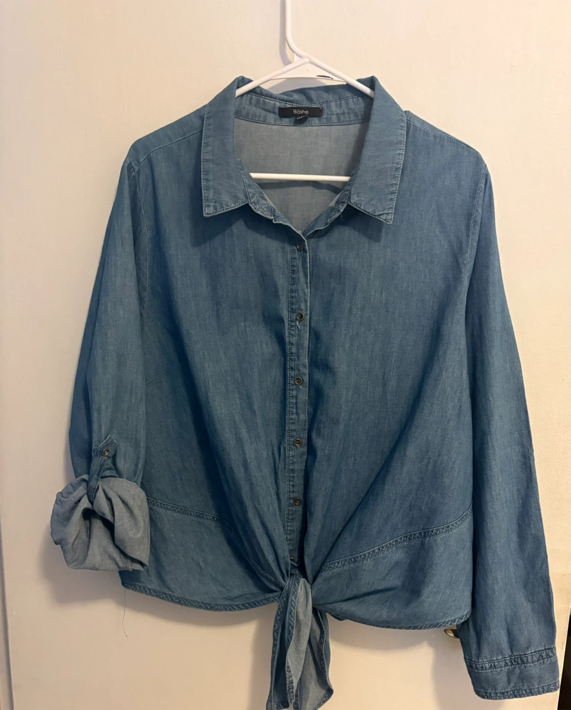 Blashe Denim Tie Front Shirt - 3XL