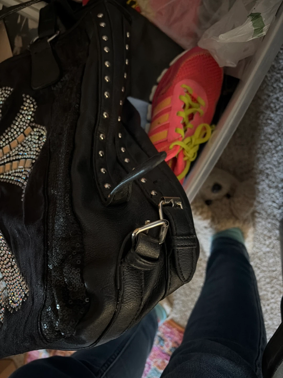 Black Studded Cross Shoulder Bag - photo 3