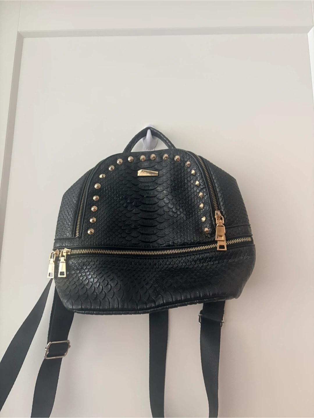 Cute Black Backpack with Gold Studs