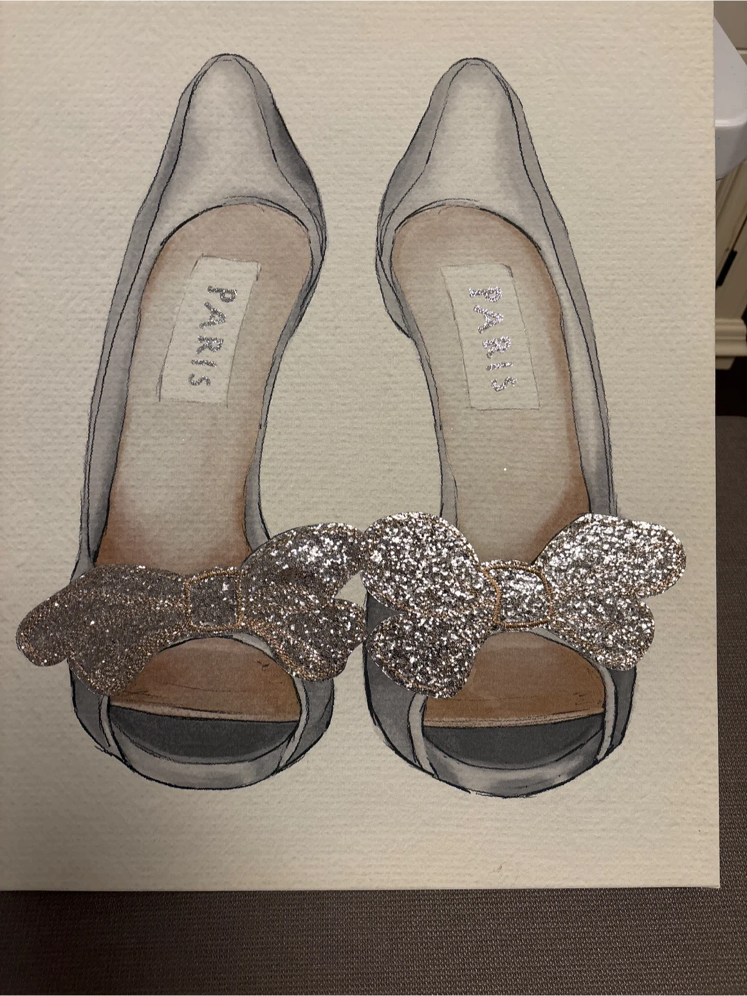 Canvas Wall Art - Silver Glitter Bow Heels - photo 3