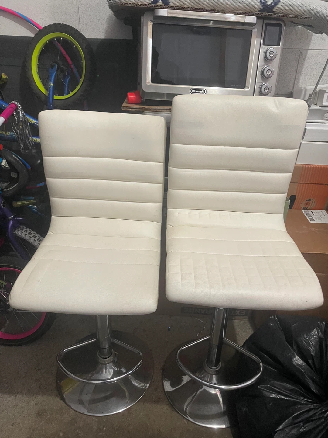 White Adjustable Bar Stool