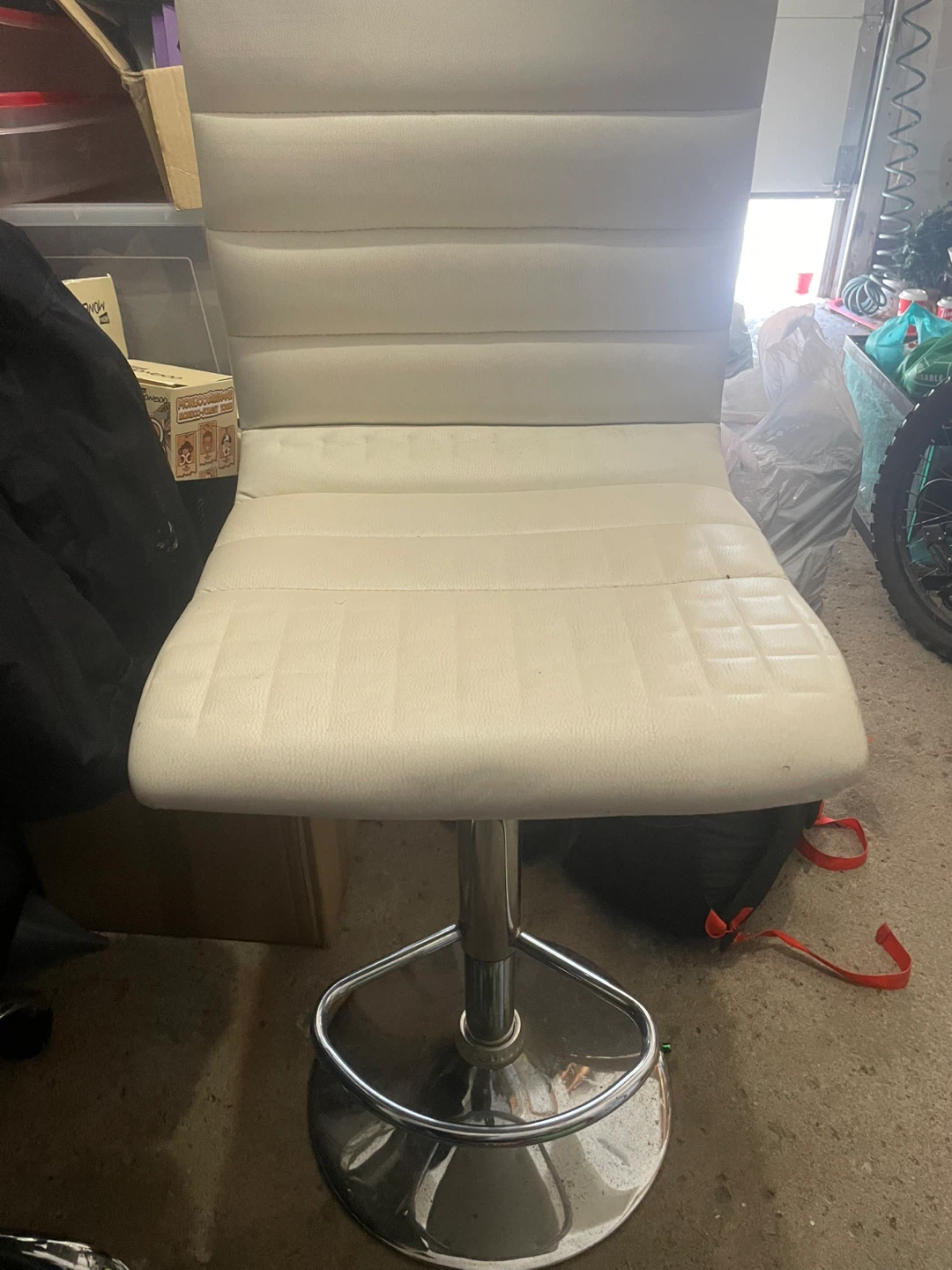 White Adjustable Bar Stool - photo 4