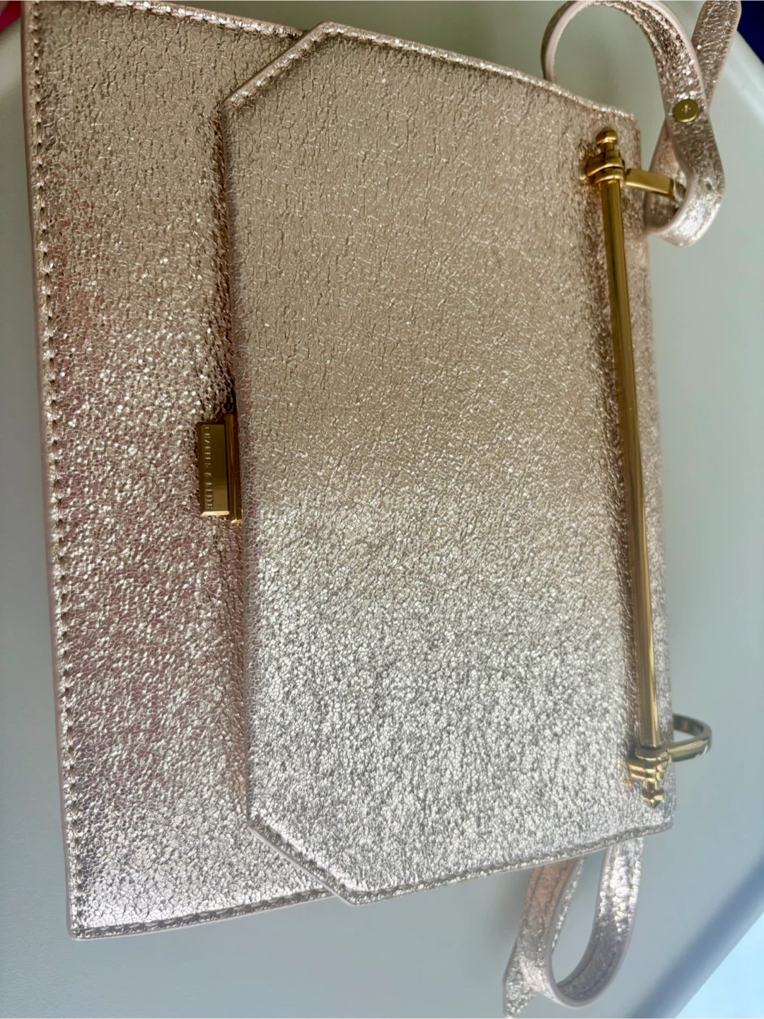 Rose Gold Glitter Clutch Handbag