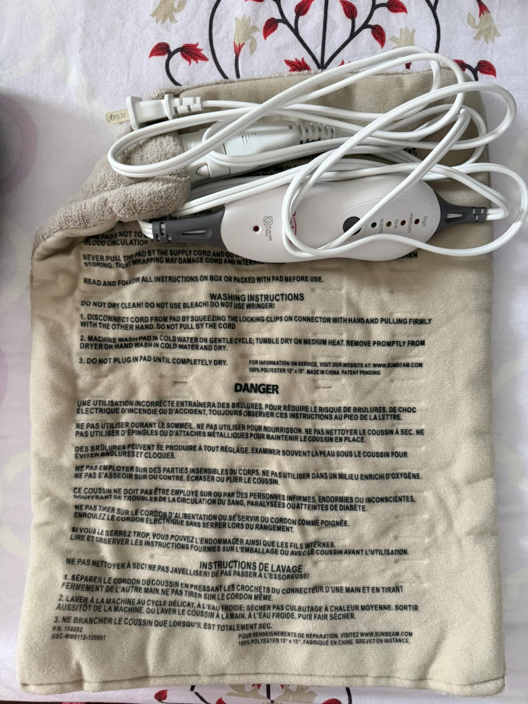 Sunbeam Heating Pad - photo 3
