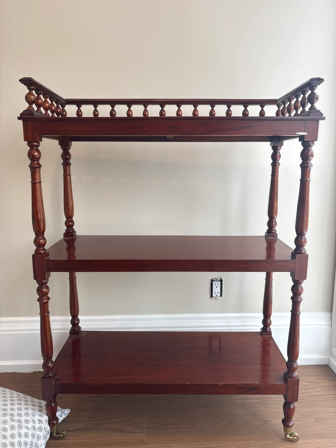 Antique Style Wooden Tiered Serving Cart