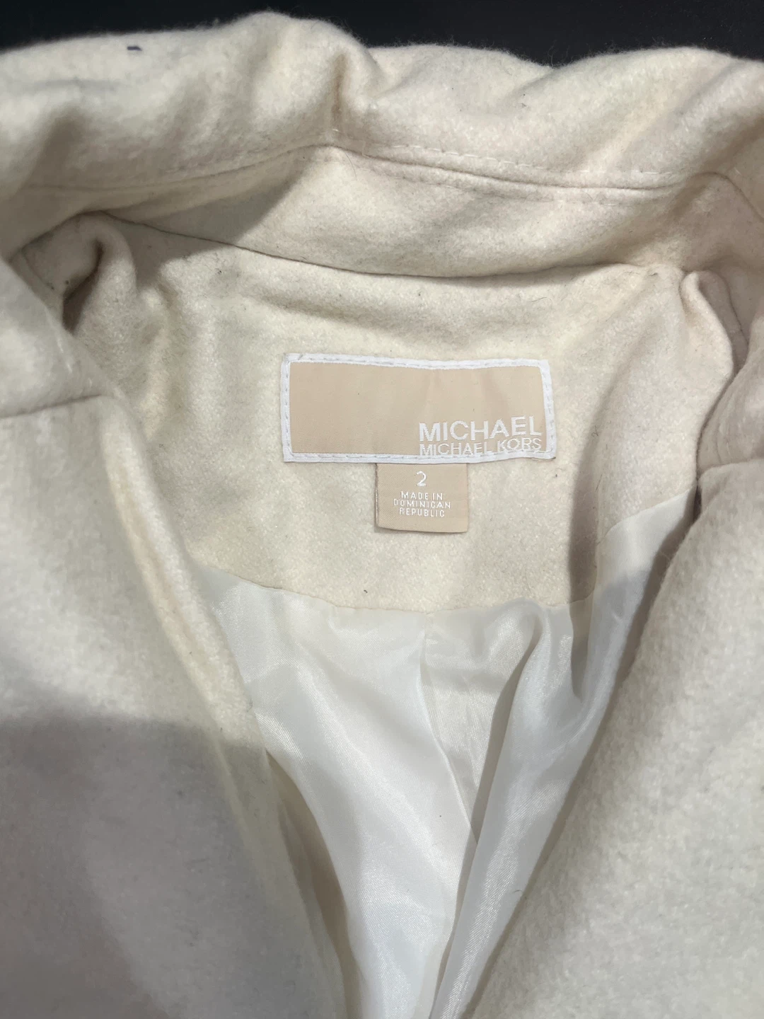 Michael Kors Cream Wool Blend Belted Trench Coat Size 2 - photo 2