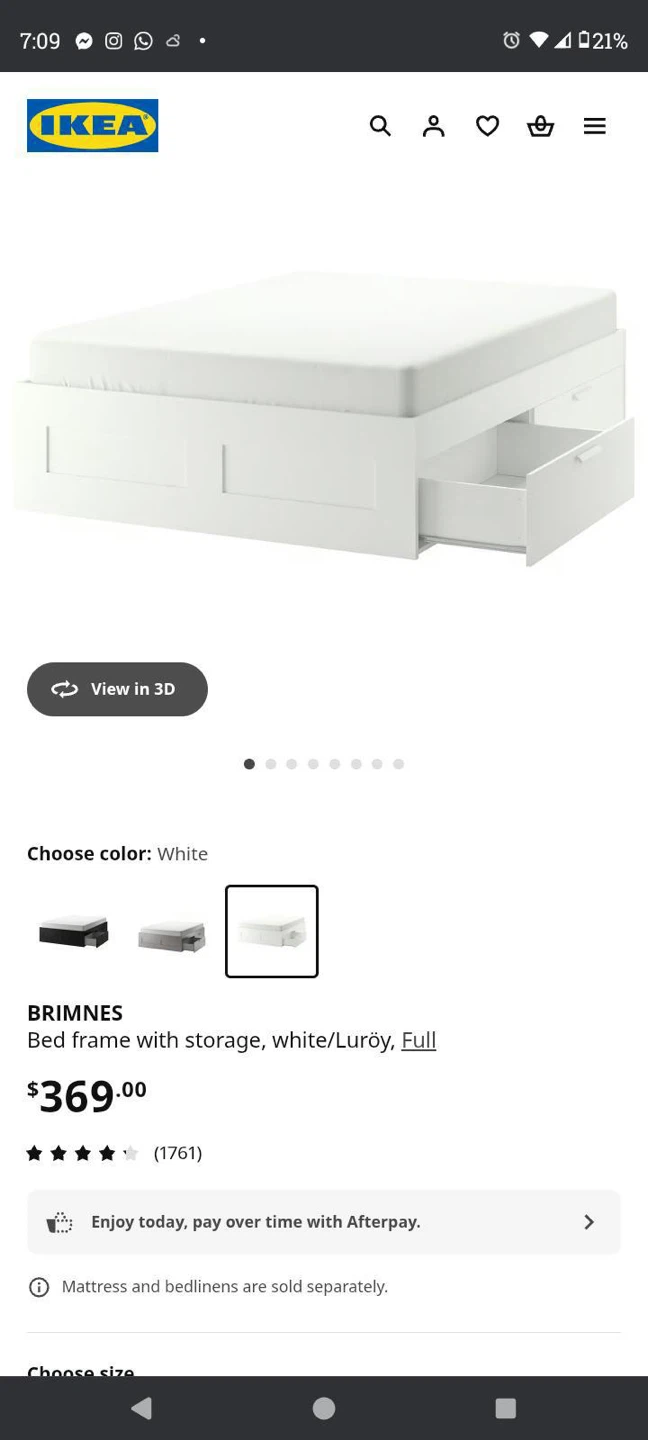 IKEA BRIMNES double Bed Frame with Storage
