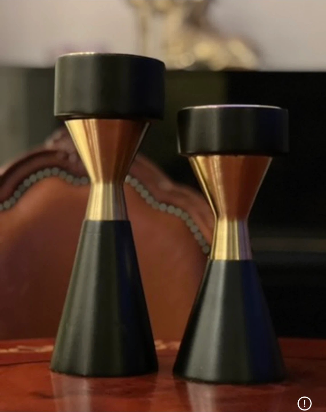 Pair of Modern Candlesticks - Black & Gold