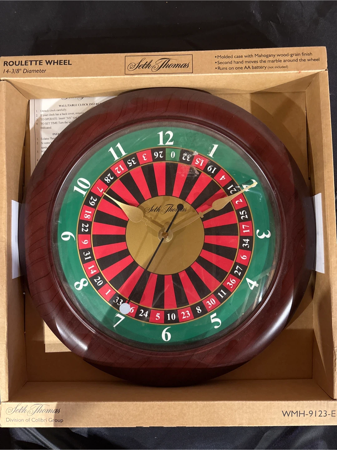 NEW-Seth Thomas Roulette Wheel Clock