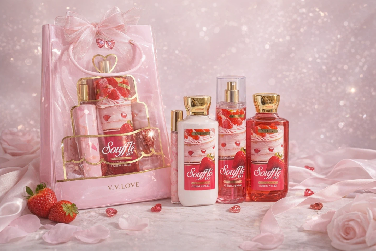 V.V. LOVE Souffle Sky Body Care Set - Strawberry Cake Scent