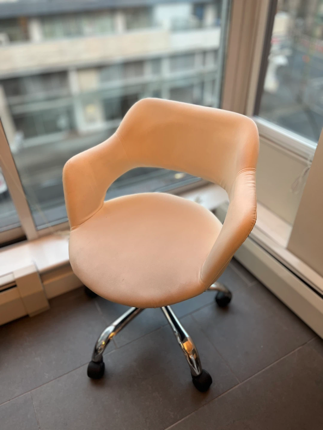 Cream Velvet Office Chair with Chrome Base