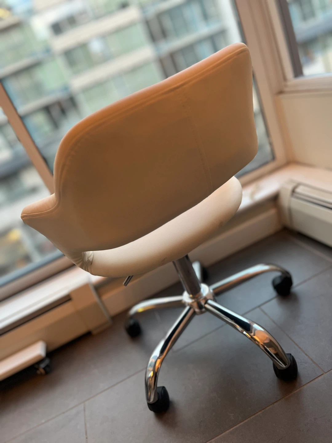 Cream Velvet Office Chair with Chrome Base - photo 2