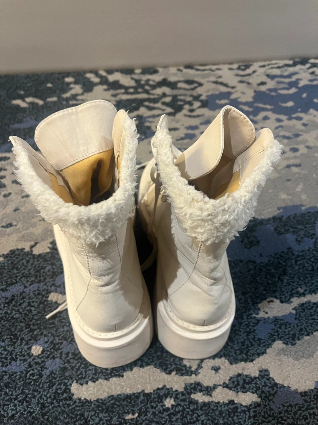 White Fur Lined Lace-Up Boots - photo 3