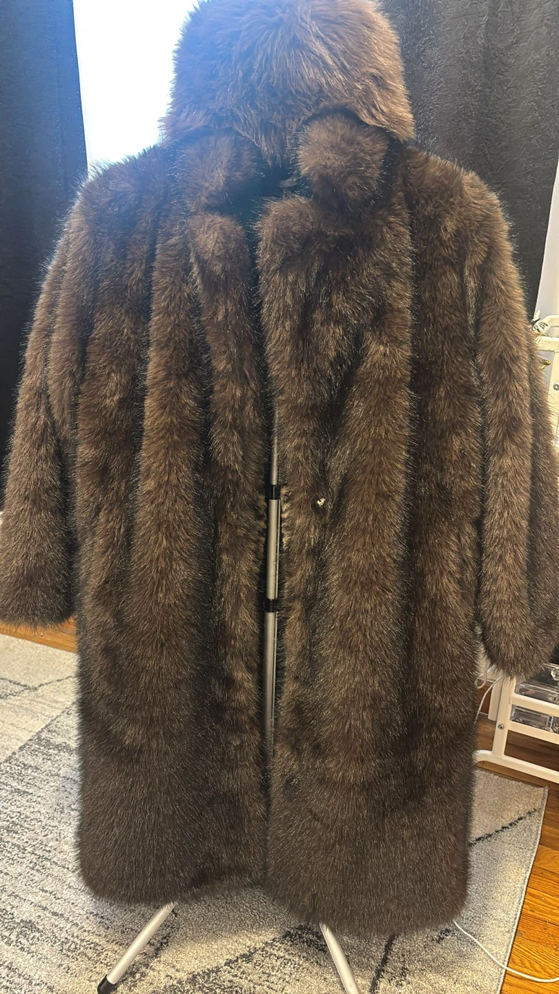 Brown Faux Fur Full Length Coat - photo 2