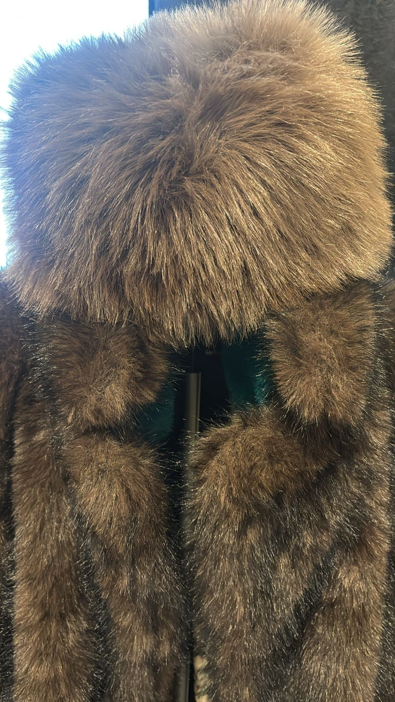 Brown Faux Fur Full Length Coat - photo 3