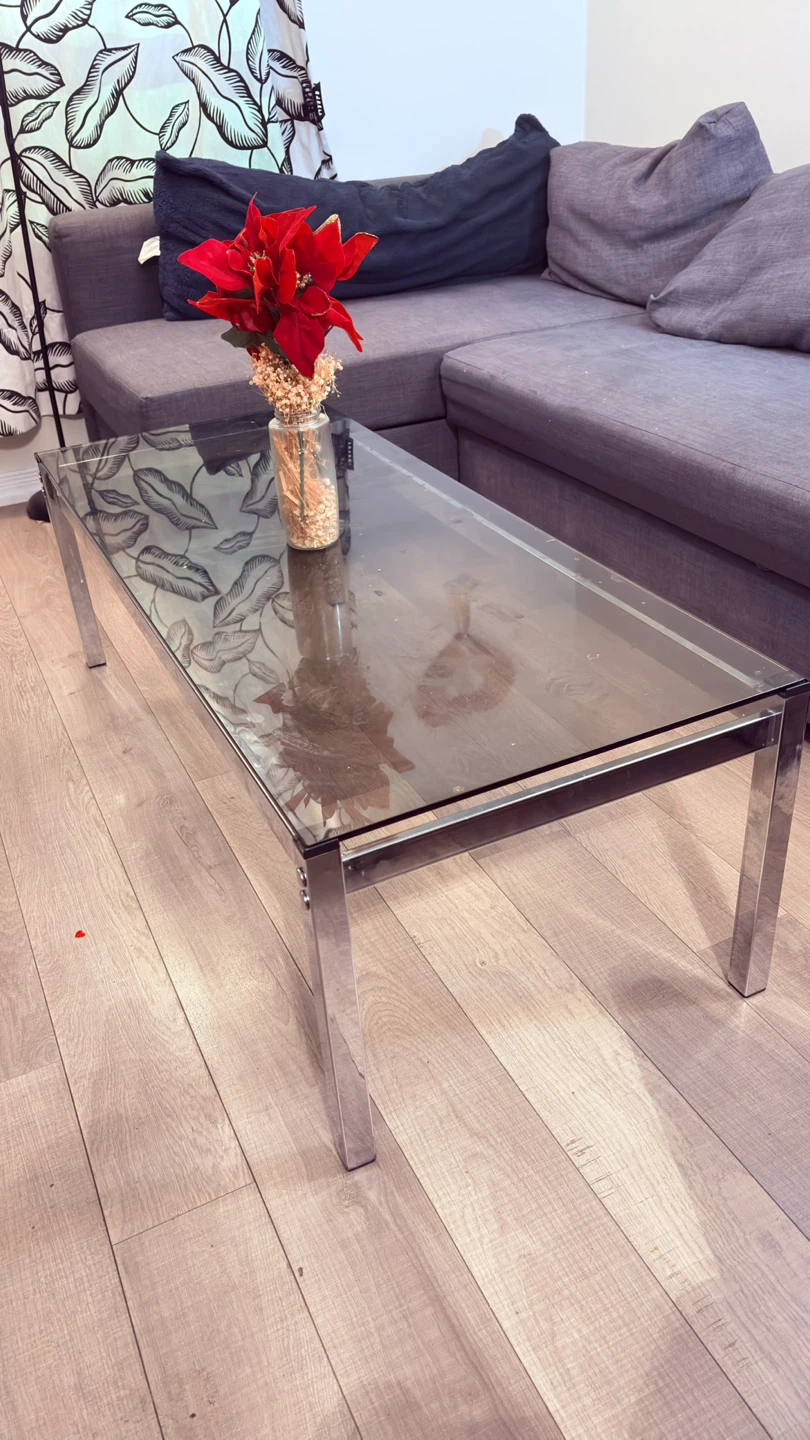 Glass Top Coffee Table with Chrome Legs