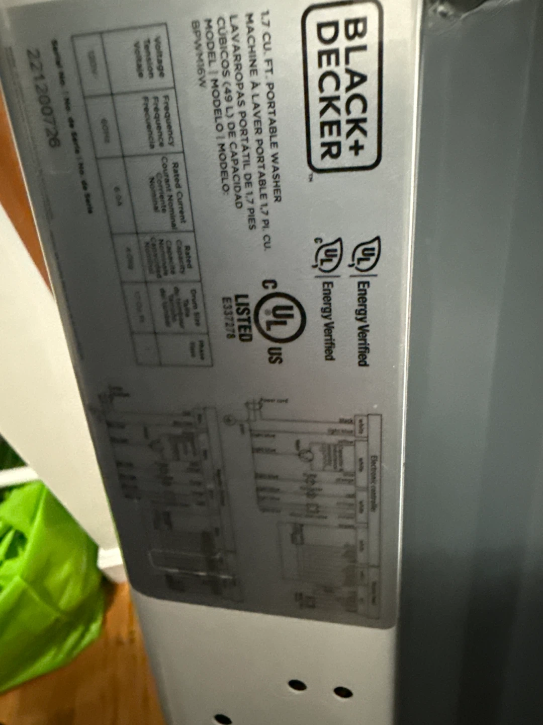 BLACK+DECKER 1.7 cu. ft. Portable Washer BPWM16W - photo 3