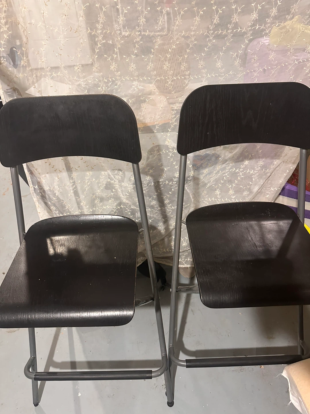 Pair of Black Folding Chairs