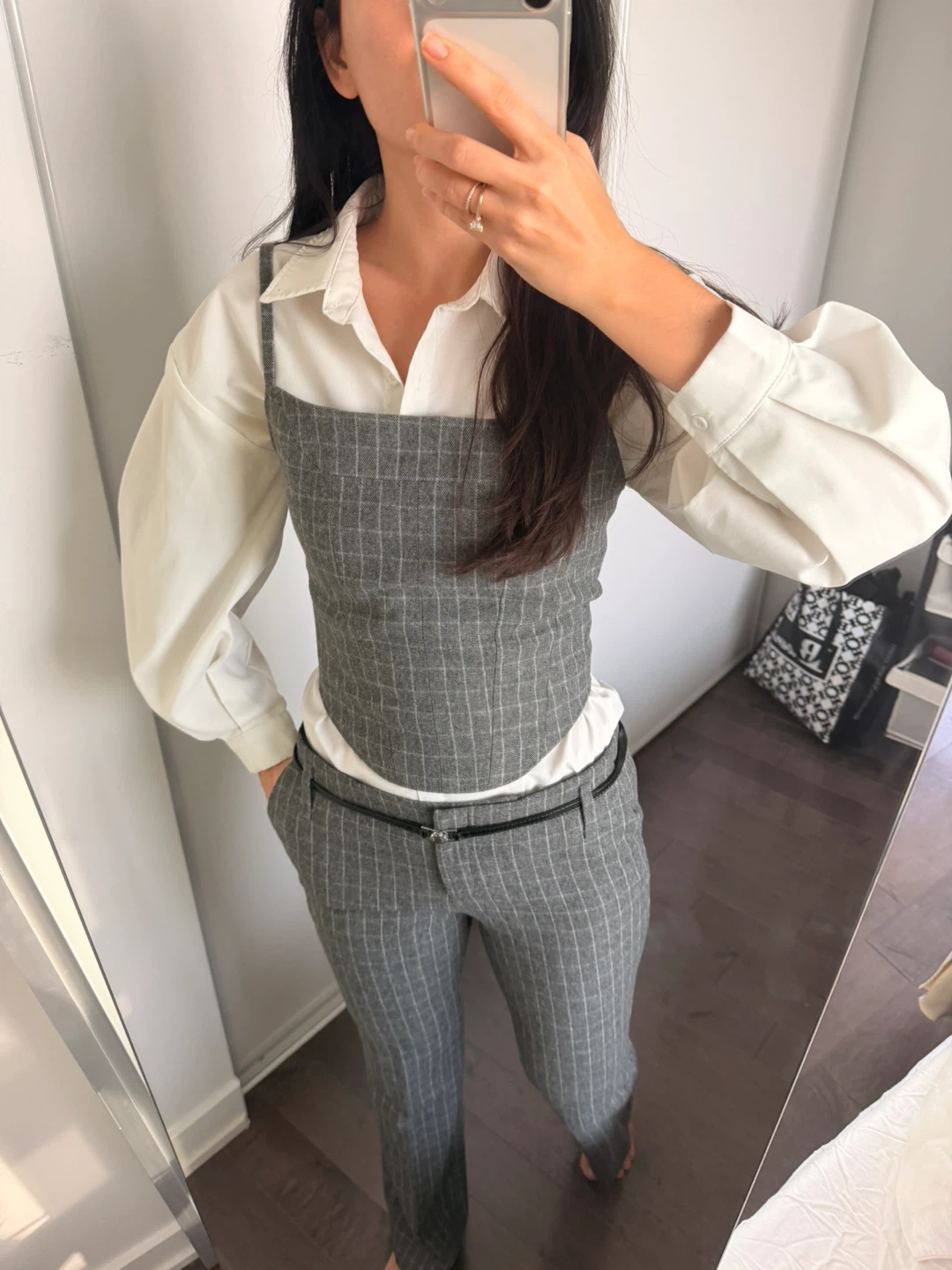 Maje Grey Plaid Corset Top and Pants Set - photo 2