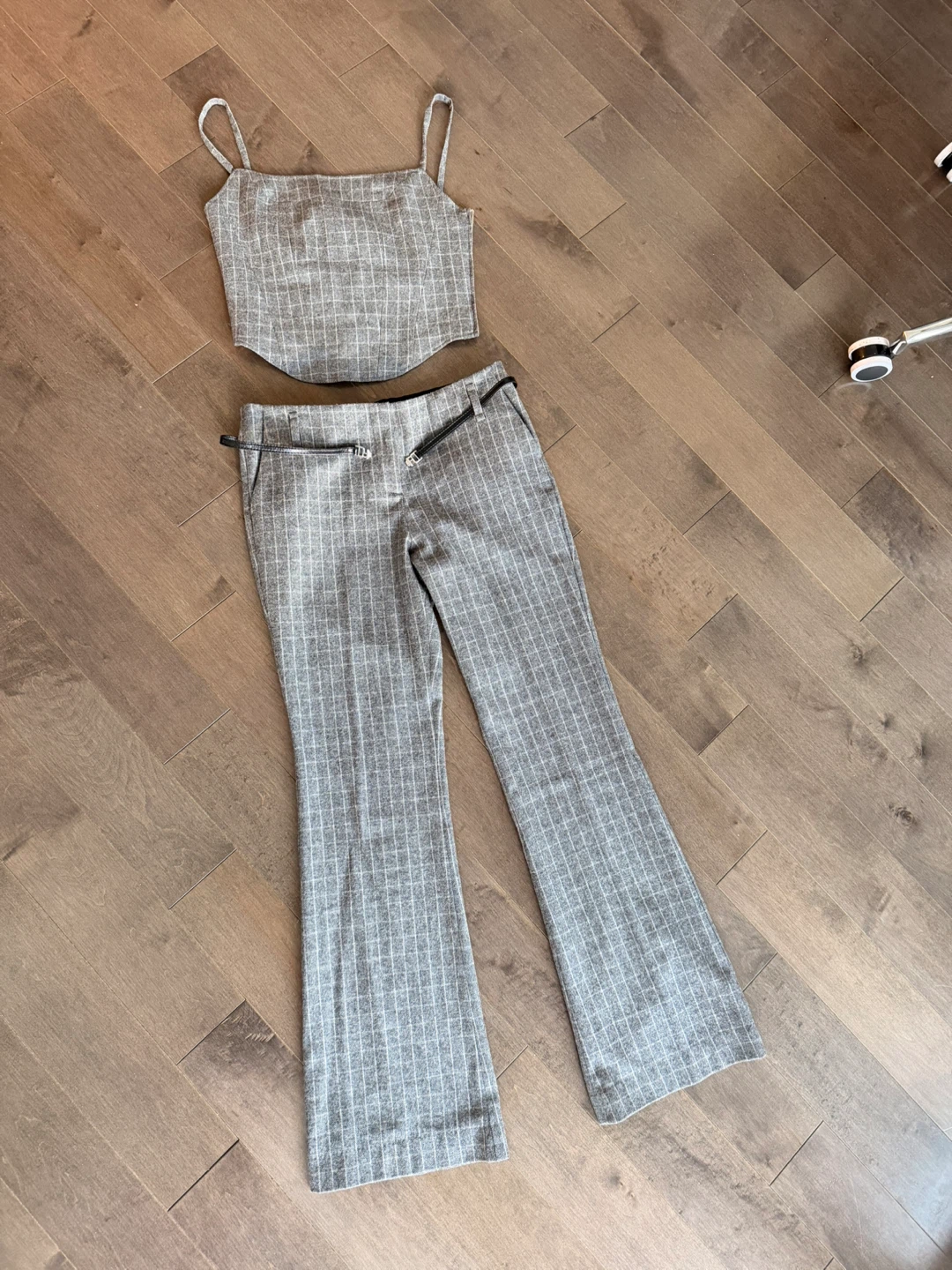 Maje Grey Plaid Corset Top and Pants Set - photo 3