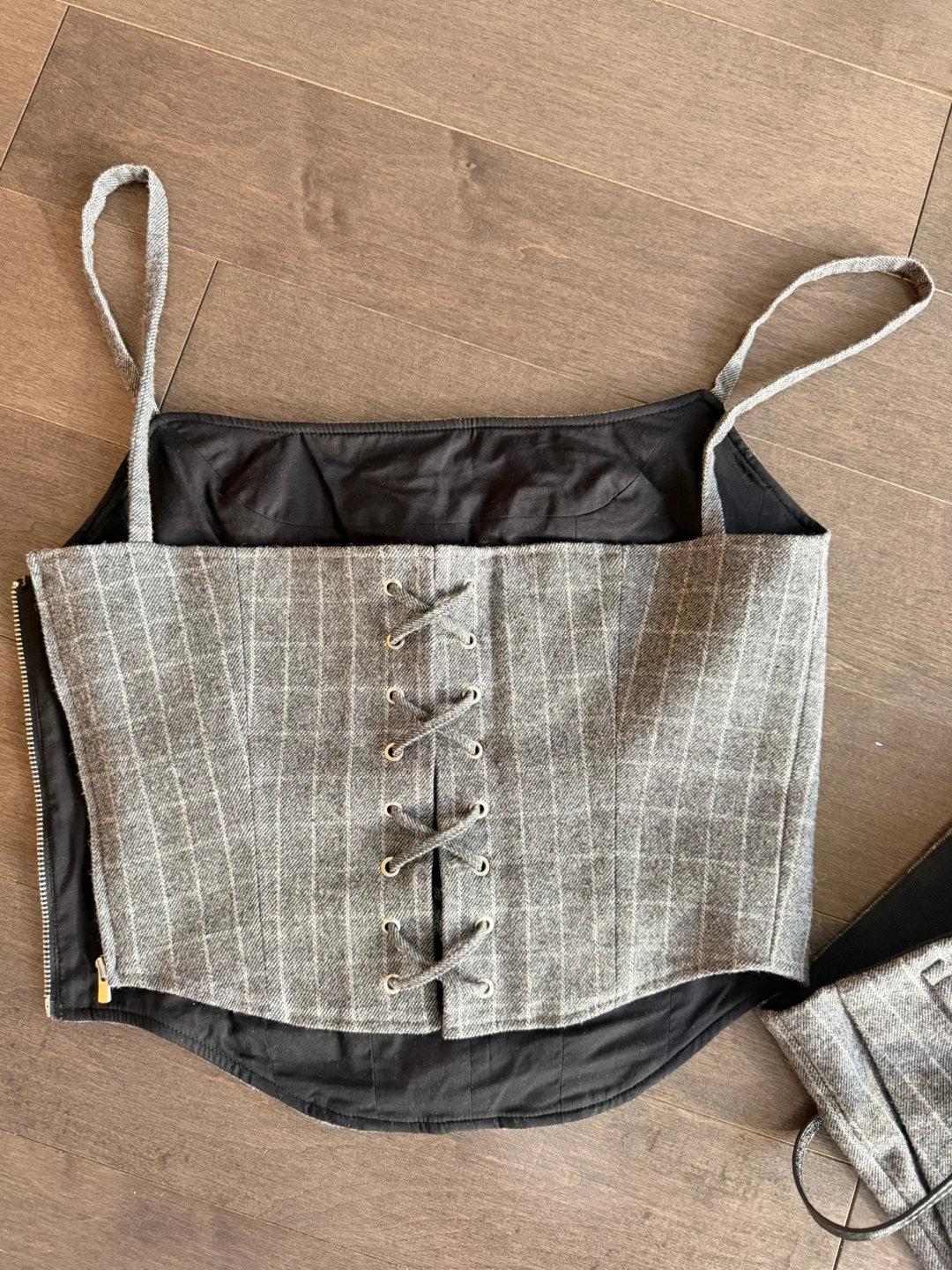Maje Grey Plaid Corset Top and Pants Set - photo 4