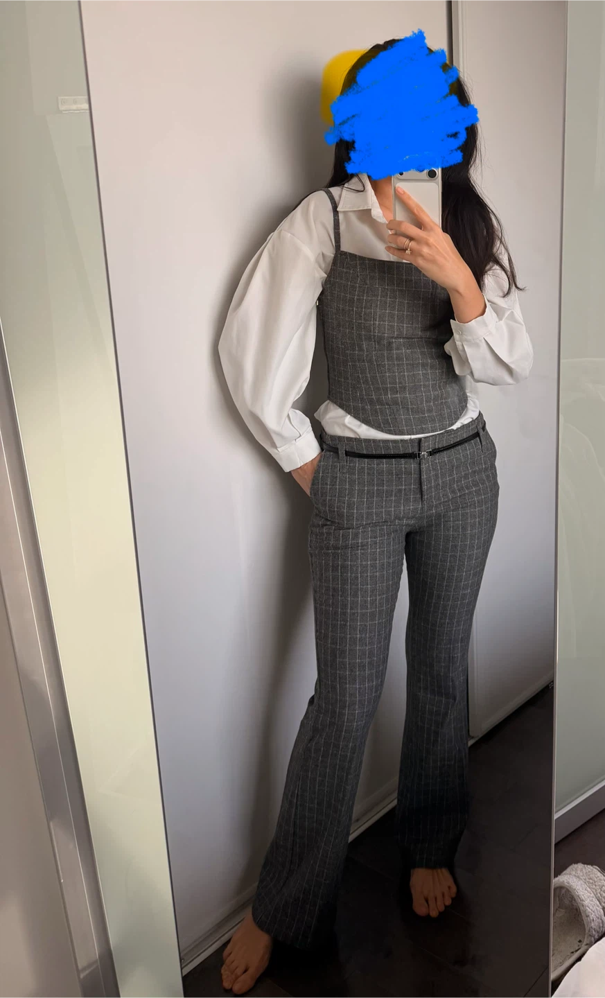 Maje Grey Plaid Corset Top and Pants Set