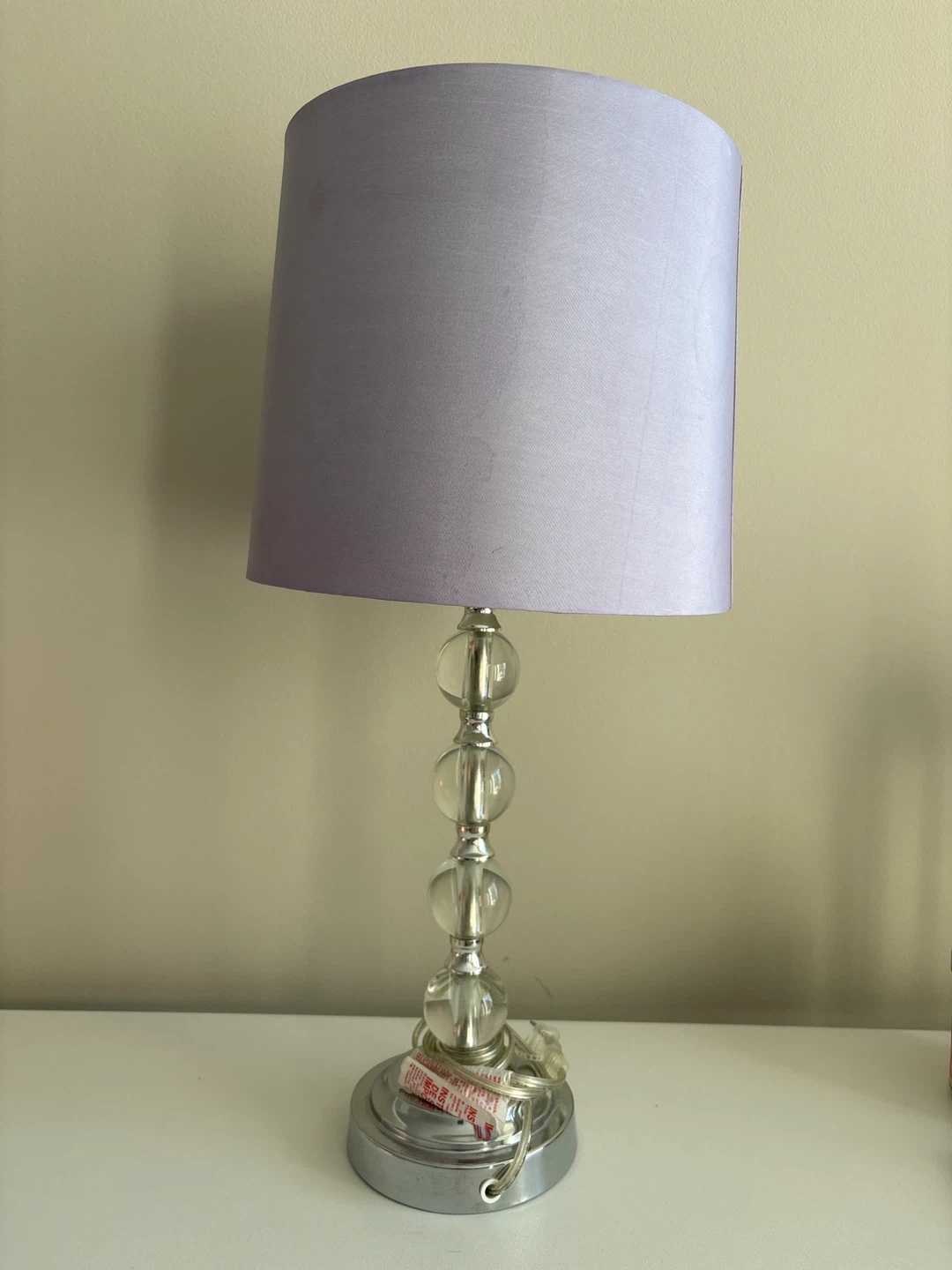 Table Lamp with Lavender Shade and Beaded Base