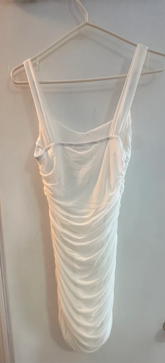 White Ruched Bodycon Mini Dress - photo 2