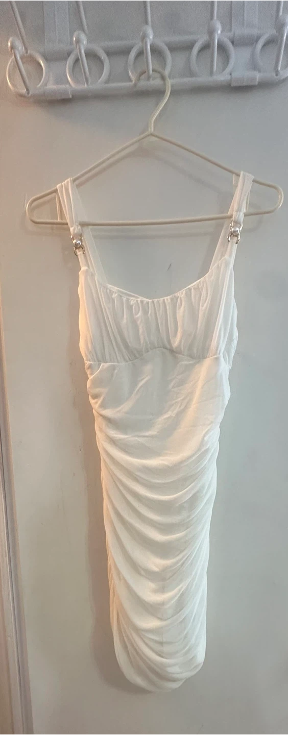 White Ruched Bodycon Mini Dress