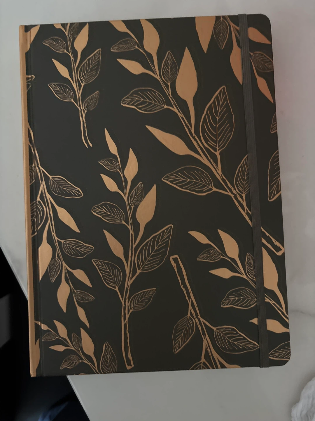Dark Journal with Gold Leaf Design